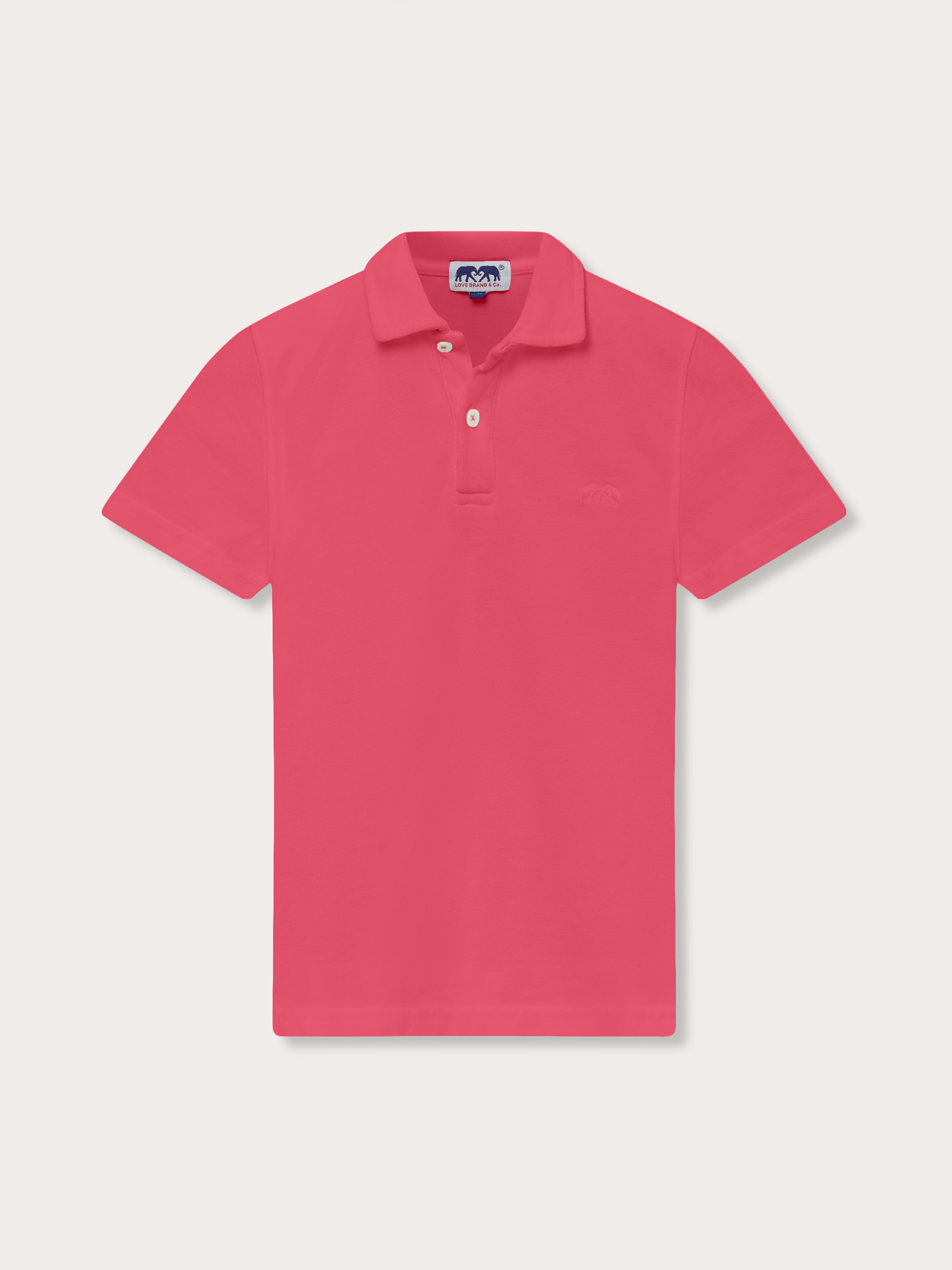 front view of a red kids polo shirt