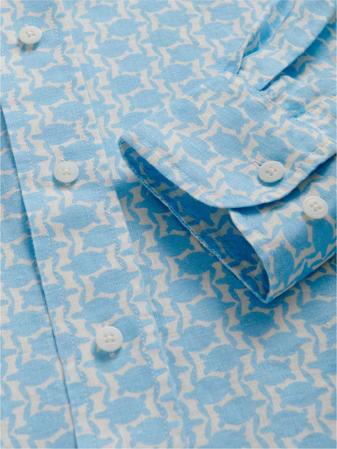 Cuff view of Men's Turtle Story Abaco Linen Shirt