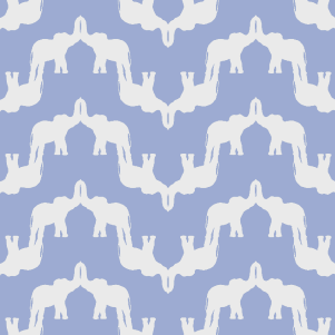 White elephant pattern on a blue background