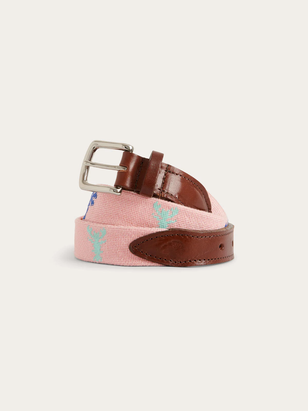 Pink Needlepoint belt featuring lobsters